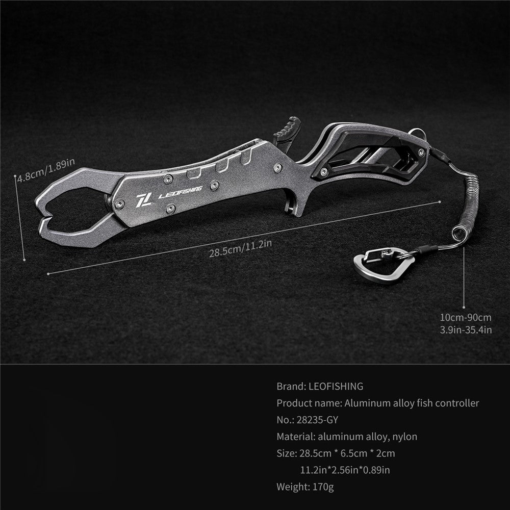LEO 28235 Anti-skid Fishing Grip Aluminum Alloy Fish Control Clamp with Anti-lost Rope and Buckle