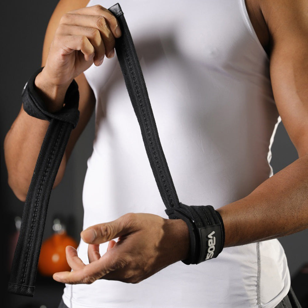 VBOSI 0404V 1 Pair Lifting Straps 6mm Padded Gym Wrist Wraps Anti-Slip Weight Lifting Grips for Deadlift Pull-ups