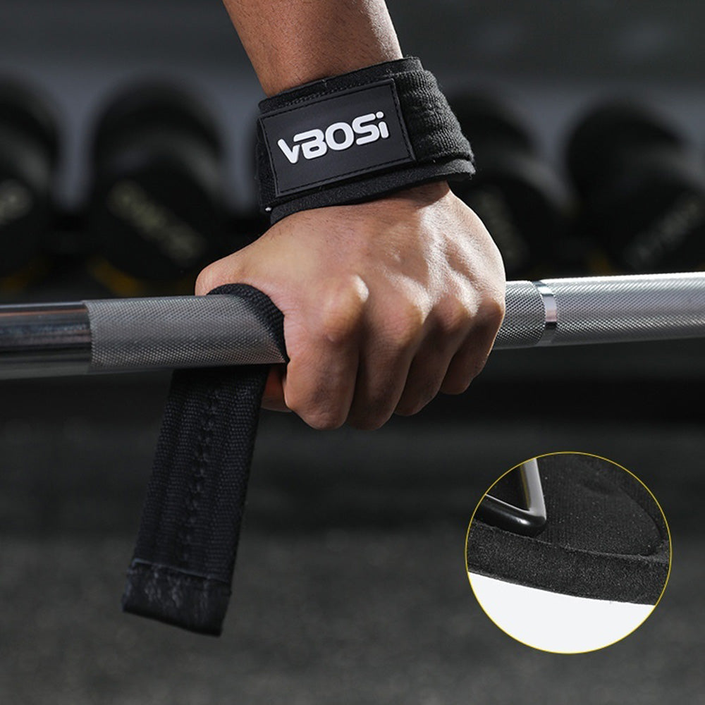 VBOSI 0404V 1 Pair Lifting Straps 6mm Padded Gym Wrist Wraps Anti-Slip Weight Lifting Grips for Deadlift Pull-ups