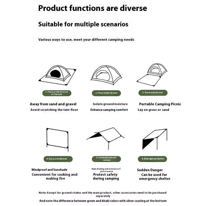 QUNATURE 600073 Portable Outdoor Picnic Blanket 210T Polyester Taffeta Ground Mat with 4 Stakes and Storage Bag