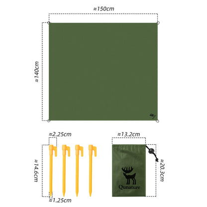 QUNATURE 600073 Portable Outdoor Picnic Blanket 210T Polyester Taffeta Ground Mat with 4 Stakes and Storage Bag
