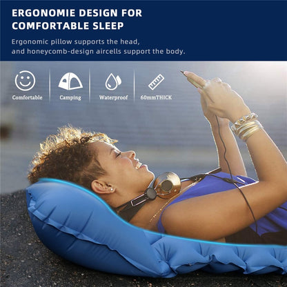 Wave Shape Design Outdoor Camping Mat Foot Stepping Inflation Portable Waterproof Air Mattress with Pillow