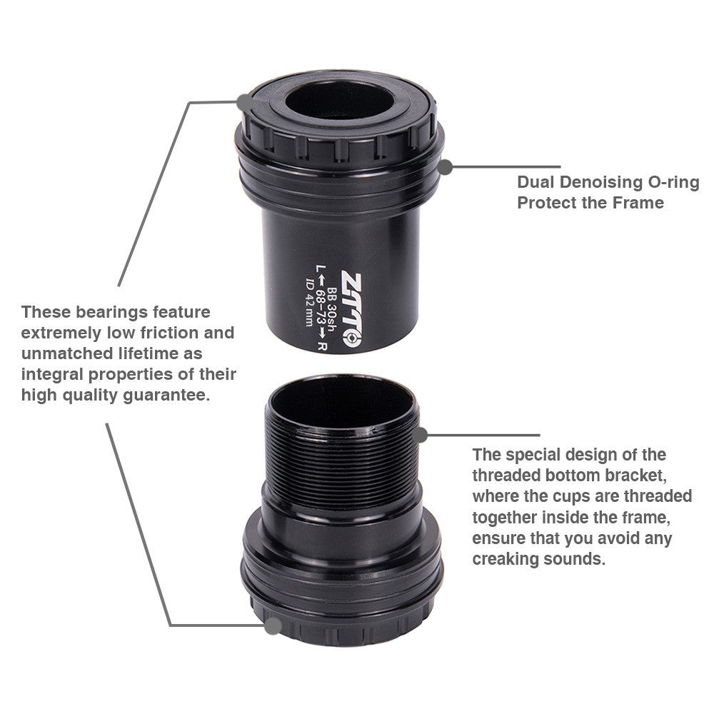 ZTTO BB30sh Bicycle Press Fit Bottom Bracket Axle for SRAM GXP / Shimano / FSA 24mm Spindle Crankset