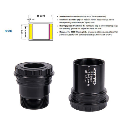 ZTTO BB30sh Bicycle Press Fit Bottom Bracket Axle for SRAM GXP / Shimano / FSA 24mm Spindle Crankset