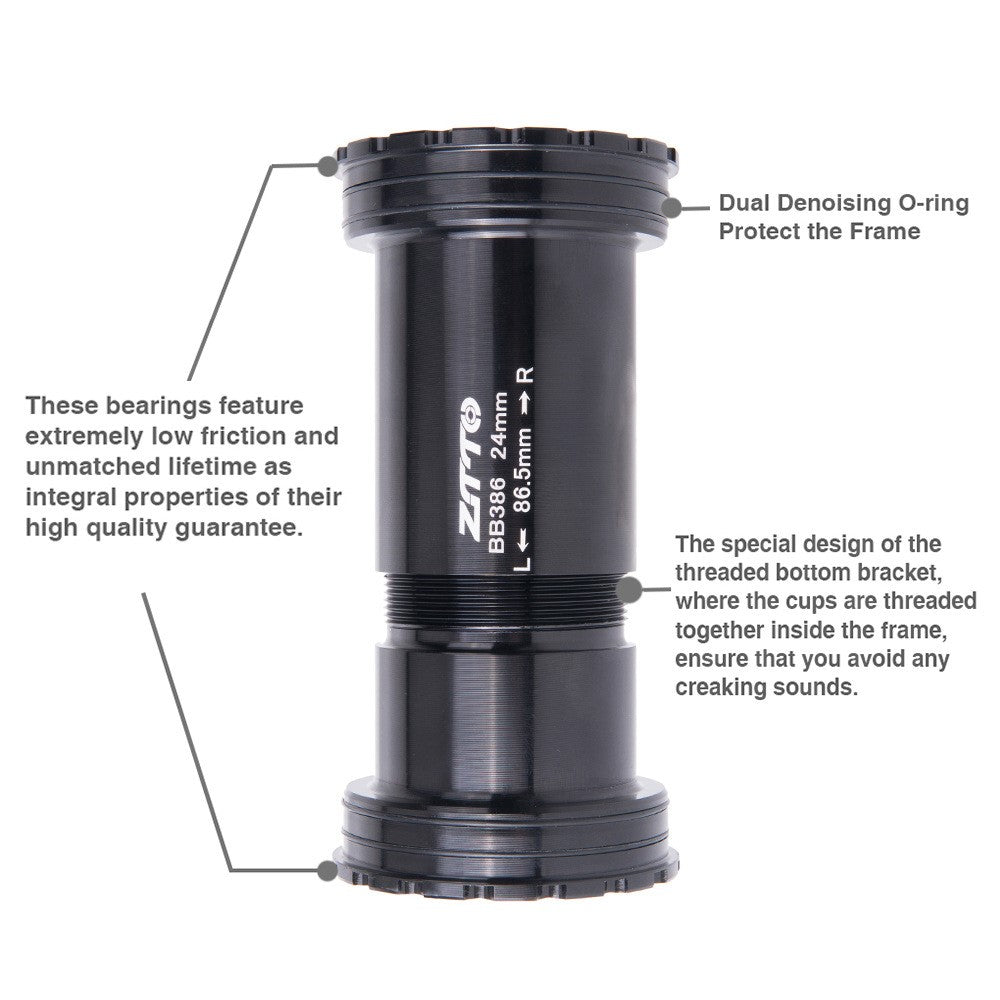 ZTTO BB386 Aluminum Alloy + Ceramic Bicycle Bottom Bracket (Outer Diameter: 46mm, Inner Diameter: 24mm)