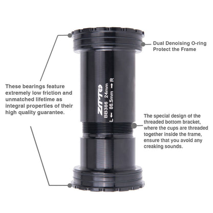 ZTTO BB386 Aluminum Alloy + Ceramic Bicycle Bottom Bracket (Outer Diameter: 46mm, Inner Diameter: 24mm)