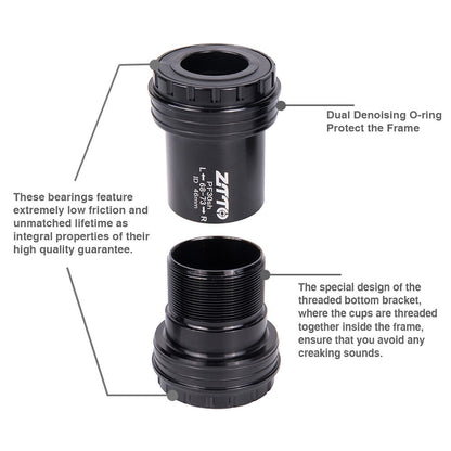ZTTO PF30 Thread Bike Bottom Bracket Screw-in Locking for 22 / 24mm Crankset 46mm Frame Shell