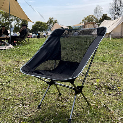 HS-334 1200D Oxford Fabric Outdoor Camping Moon Chair Ultra Light Aluminum Alloy Folding Chair