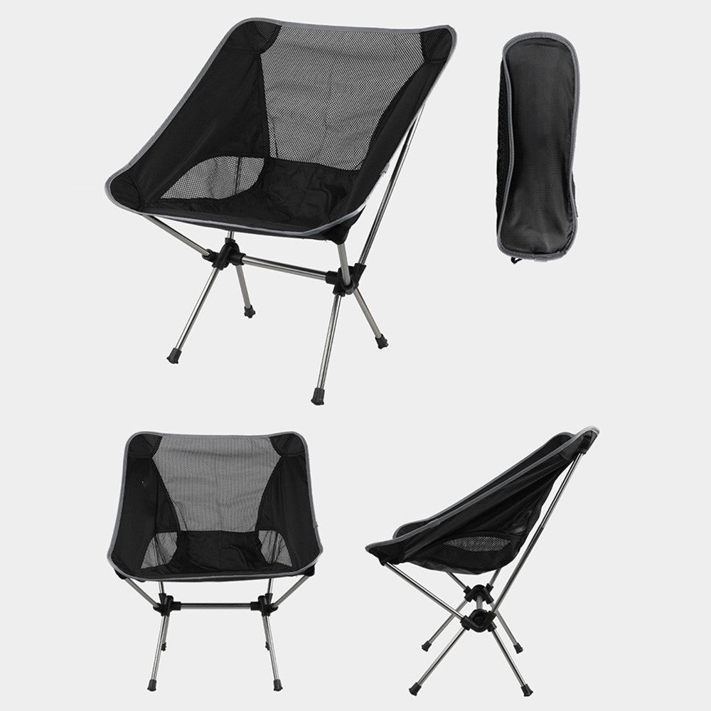 HS-334 1200D Oxford Fabric Outdoor Camping Moon Chair Ultra Light Aluminum Alloy Folding Chair