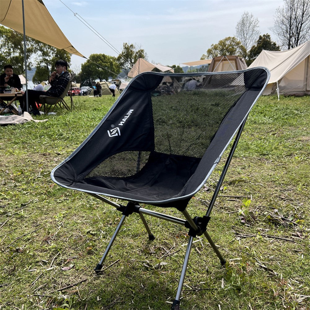 HALIN HS-334 Portable Folding Chair Aluminum Alloy Pole 1200D Oxford Cloth Camping Backrest Chair