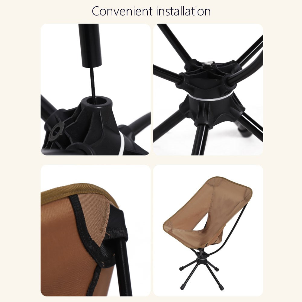 HALIN Outdoor Folding Chair 360 Degree Rotation Portable Moon Chair for Camping Hiking Fishing