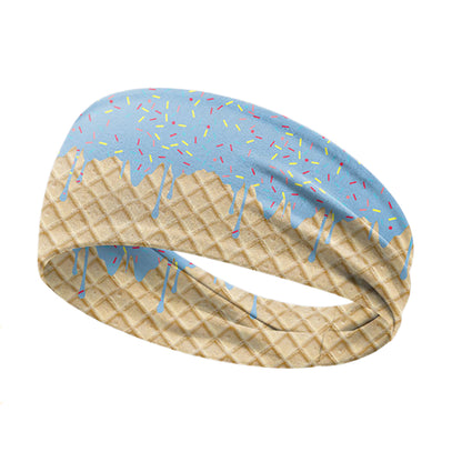 Ice Cream Print Sports Headband Sweat Absorbing Quick Dry Milk Silk Summer Fitness Sweatband for Adult