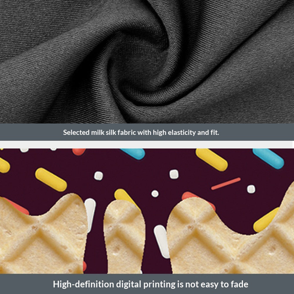Ice Cream Print Sports Headband Sweat Absorbing Quick Dry Milk Silk Summer Fitness Sweatband for Adult