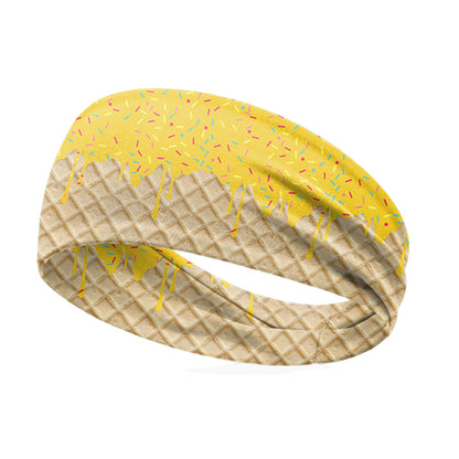 Ice Cream Print Sports Headband Sweat Absorbing Quick Dry Milk Silk Summer Fitness Sweatband for Adult