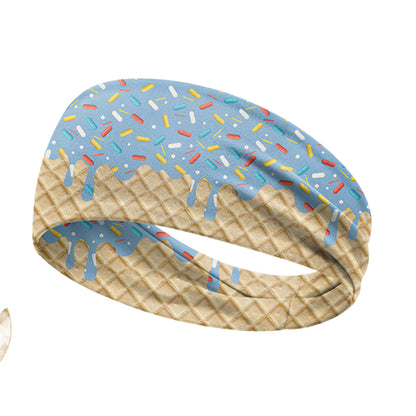 Ice Cream Print Sports Headband Sweat Absorbing Quick Dry Milk Silk Summer Fitness Sweatband for Adult