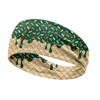 Ice Cream Print Sports Headband Sweat Absorbing Quick Dry Milk Silk Summer Fitness Sweatband for Adult