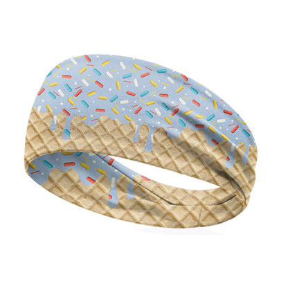 Ice Cream Print Sports Headband Sweat Absorbing Quick Dry Milk Silk Summer Fitness Sweatband for Adult