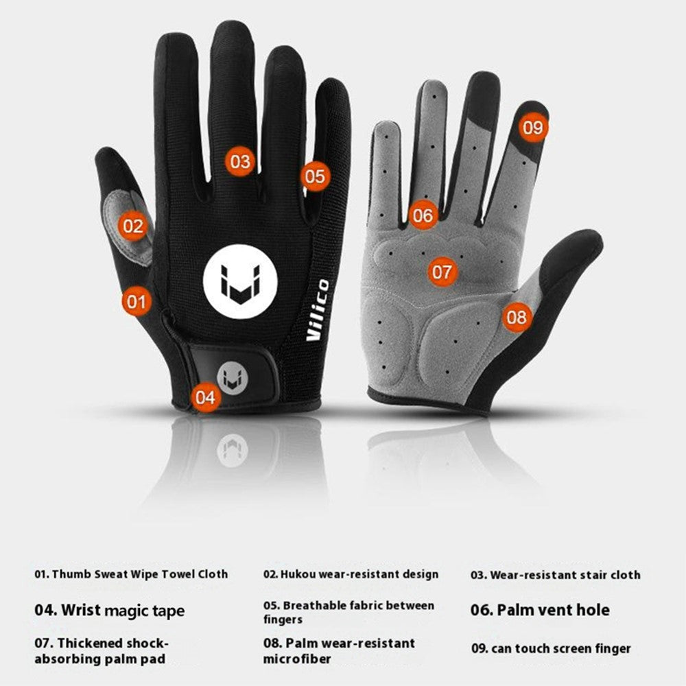 KYNCILOR 1 Pair Summer Full Finger Cycling Gloves Touch Screen Shock-Absorbed Hand Gloves