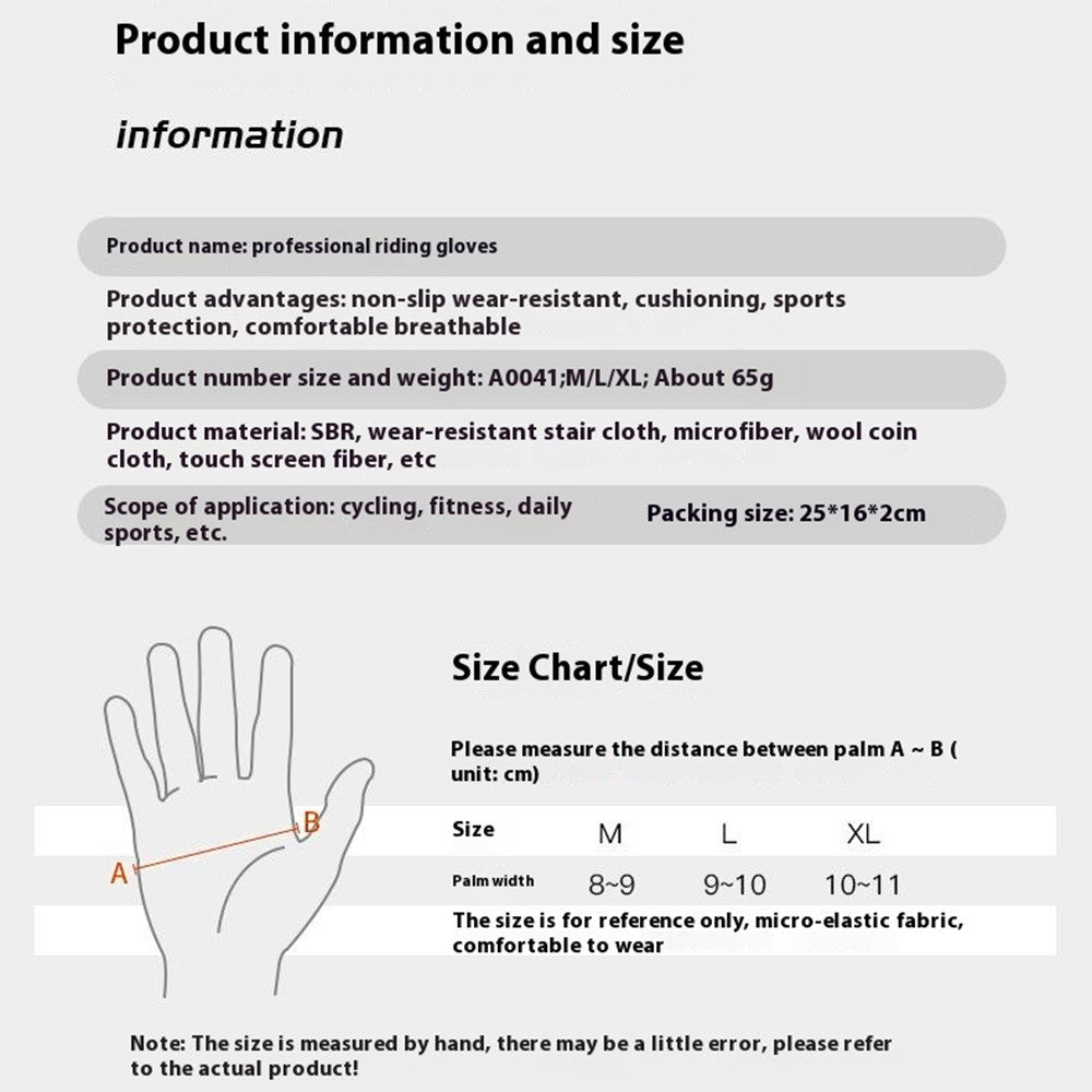KYNCILOR 1 Pair Summer Full Finger Cycling Gloves Touch Screen Shock-Absorbed Hand Gloves