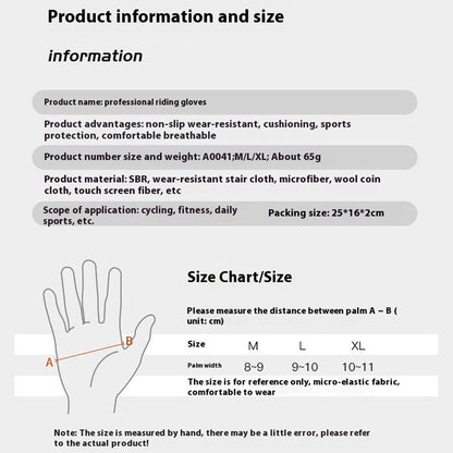 KYNCILOR 1 Pair Summer Full Finger Cycling Gloves Touch Screen Shock-Absorbed Hand Gloves