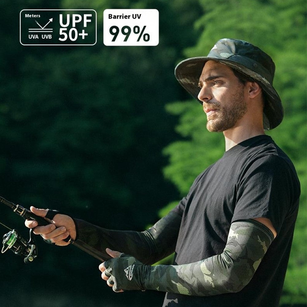 GOLOVEJOY XG75 1 Pair UV Protection Men Arm Sleeves Half-Finger Outdoor Sports Fishing Arm Covers