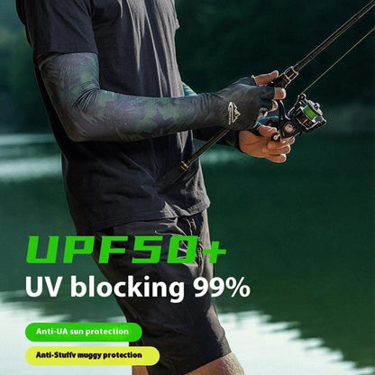 GOLOVEJOY XG75 1 Pair UV Protection Men Arm Sleeves Half-Finger Outdoor Sports Fishing Arm Covers
