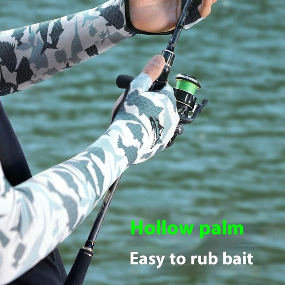 GOLOVEJOY XG75 1 Pair UV Protection Men Arm Sleeves Half-Finger Outdoor Sports Fishing Arm Covers