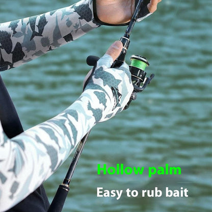 GOLOVEJOY XG75 1 Pair UV Protection Men Arm Sleeves Half-Finger Outdoor Sports Fishing Arm Covers