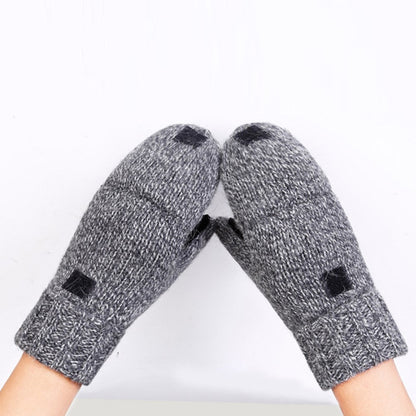 DZ07 Unisex Winter Cycling Warm Wool Gloves Half Finger Knitted Gloves with Flip Cover