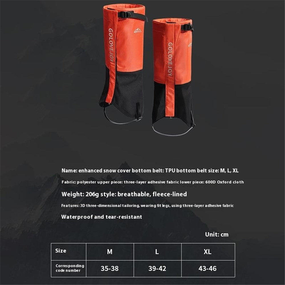 GOLOVEJOY HX39 1 Pair Plush Lining Waterproof Leg Gaiters Outdoor Hiking Climbing Skiing Leg Cover