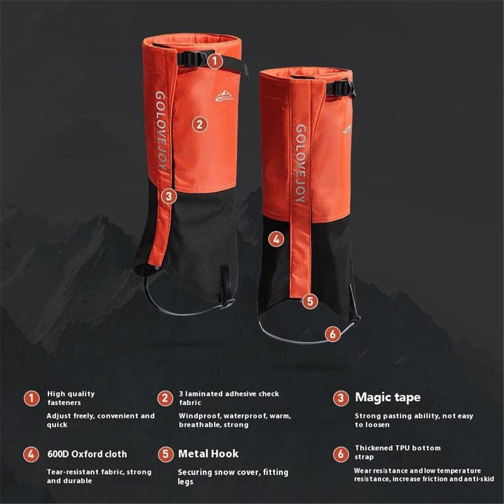 GOLOVEJOY HX39 1 Pair Plush Lining Waterproof Leg Gaiters Outdoor Hiking Climbing Skiing Leg Cover