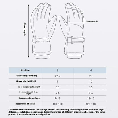 GOLOVEJOY DRST39 1 Pair Winter Ski Gloves for 8-12 Years Kids Waterproof Windproof Snow Mittens Size M