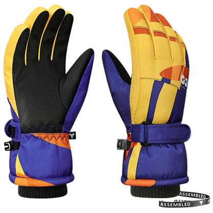 GOLOVEJOY DRST39 1 Pair Winter Ski Gloves for 8-12 Years Kids Waterproof Windproof Snow Mittens Size M