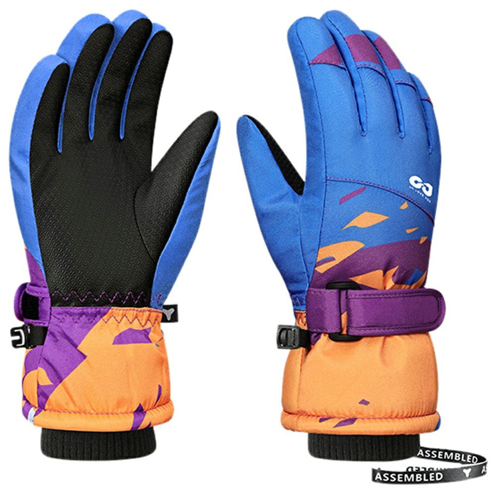 GOLOVEJOY DRST39 1 Pair Winter Ski Gloves for 8-12 Years Kids Waterproof Windproof Snow Mittens Size M