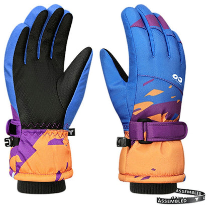 GOLOVEJOY DRST39 1 Pair Winter Ski Gloves for 8-12 Years Kids Waterproof Windproof Snow Mittens Size M