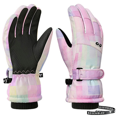 GOLOVEJOY DRST39 1 Pair Winter Ski Gloves for 8-12 Years Kids Waterproof Windproof Snow Mittens Size M