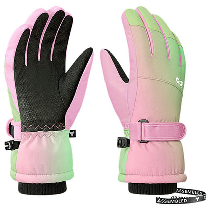 GOLOVEJOY DRST39 1 Pair Winter Ski Gloves for 8-12 Years Kids Waterproof Windproof Snow Mittens Size M