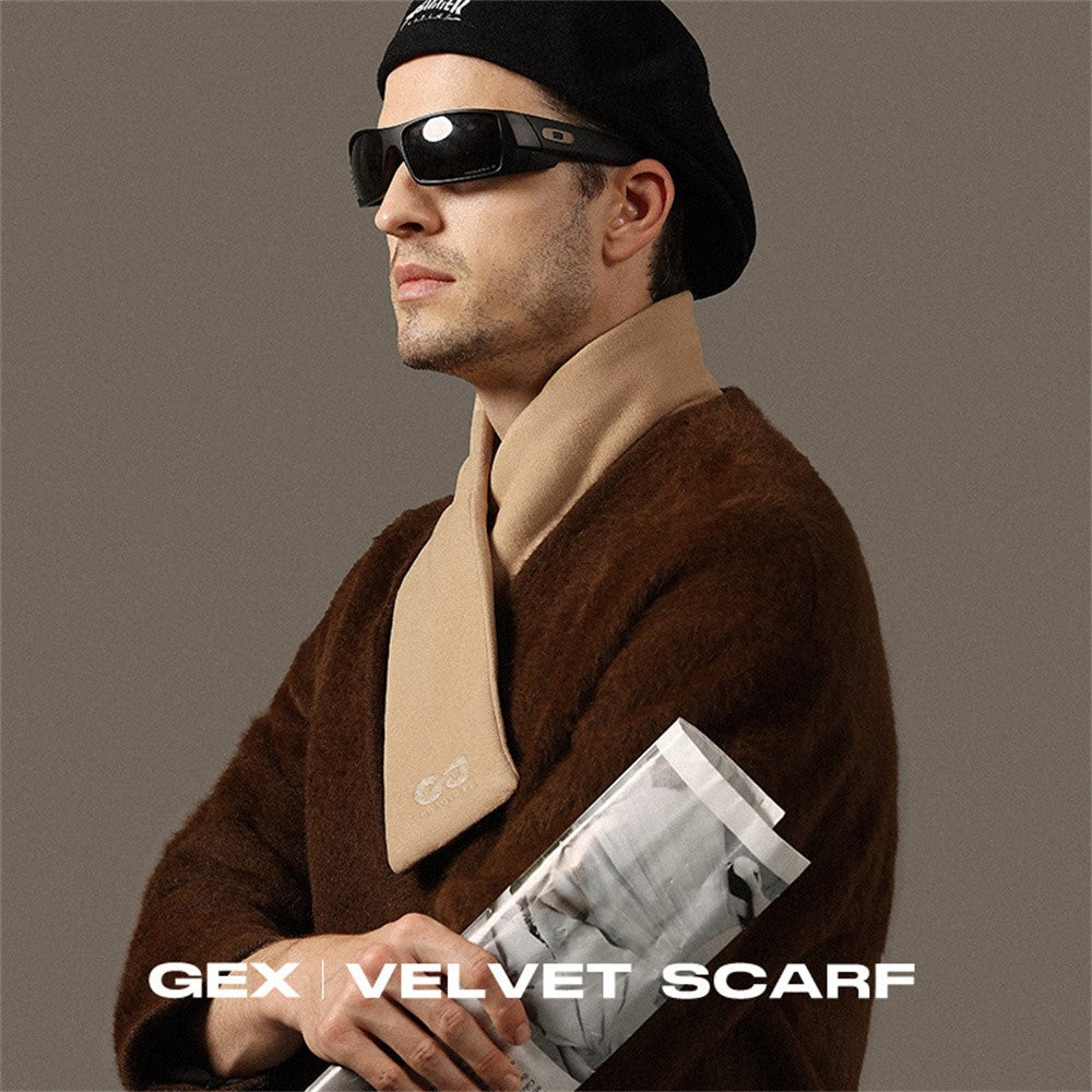 GOLOVEJOY DWJ56 82cm Winter Outdoor Retro Thermal Fleece Embroidered Scarf Windproof Neck Warmer