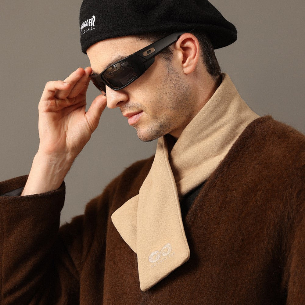 GOLOVEJOY DWJ56 82cm Winter Outdoor Retro Thermal Fleece Embroidered Scarf Windproof Neck Warmer