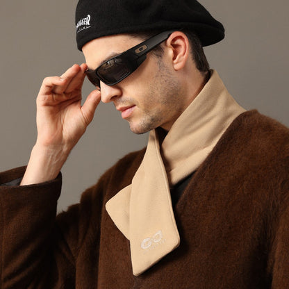 GOLOVEJOY DWJ56 82cm Winter Outdoor Retro Thermal Fleece Embroidered Scarf Windproof Neck Warmer