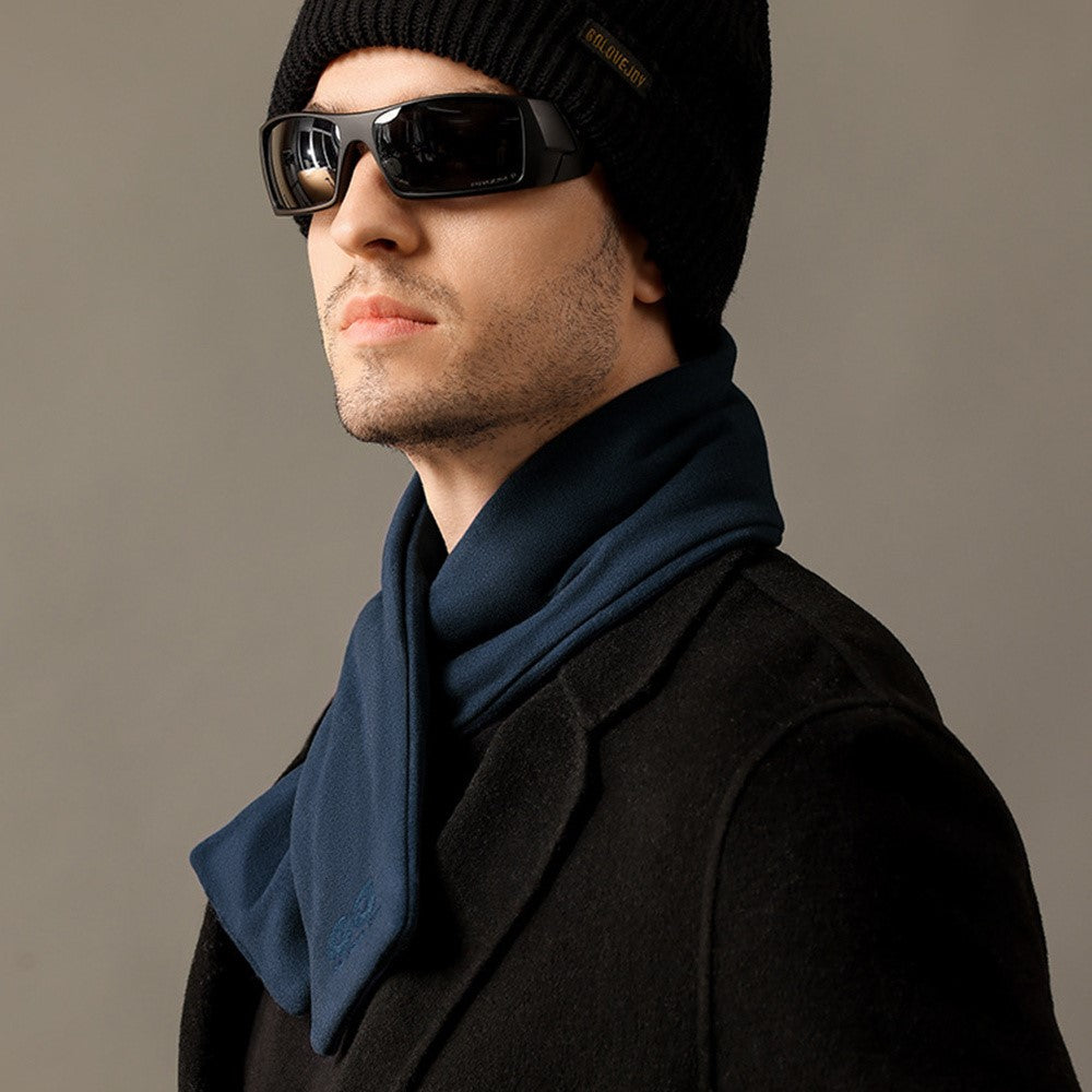 GOLOVEJOY DWJ56 82cm Winter Outdoor Retro Thermal Fleece Embroidered Scarf Windproof Neck Warmer