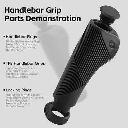 WEST BIKING YP0804084 1 Pair Bicycle Handlebar Grips Shock Absorbing Anti Slip MTB Bike Lock-On Grips