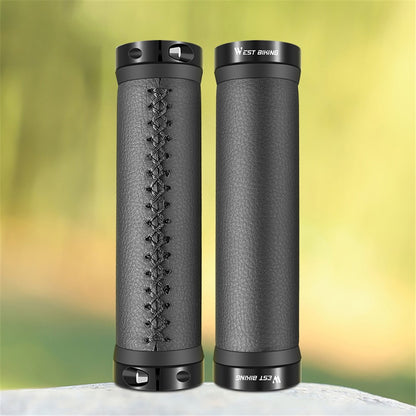 WEST BIKING YP0804065 One Pair Bike Handlebar Grip Cover Non-Slip Soft Leather Bicycle Handlebar Sleeve