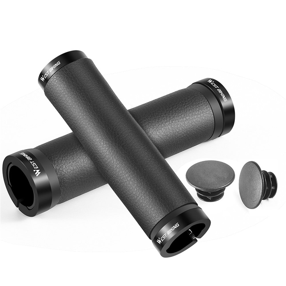 WEST BIKING YP0804065 One Pair Bike Handlebar Grip Cover Non-Slip Soft Leather Bicycle Handlebar Sleeve