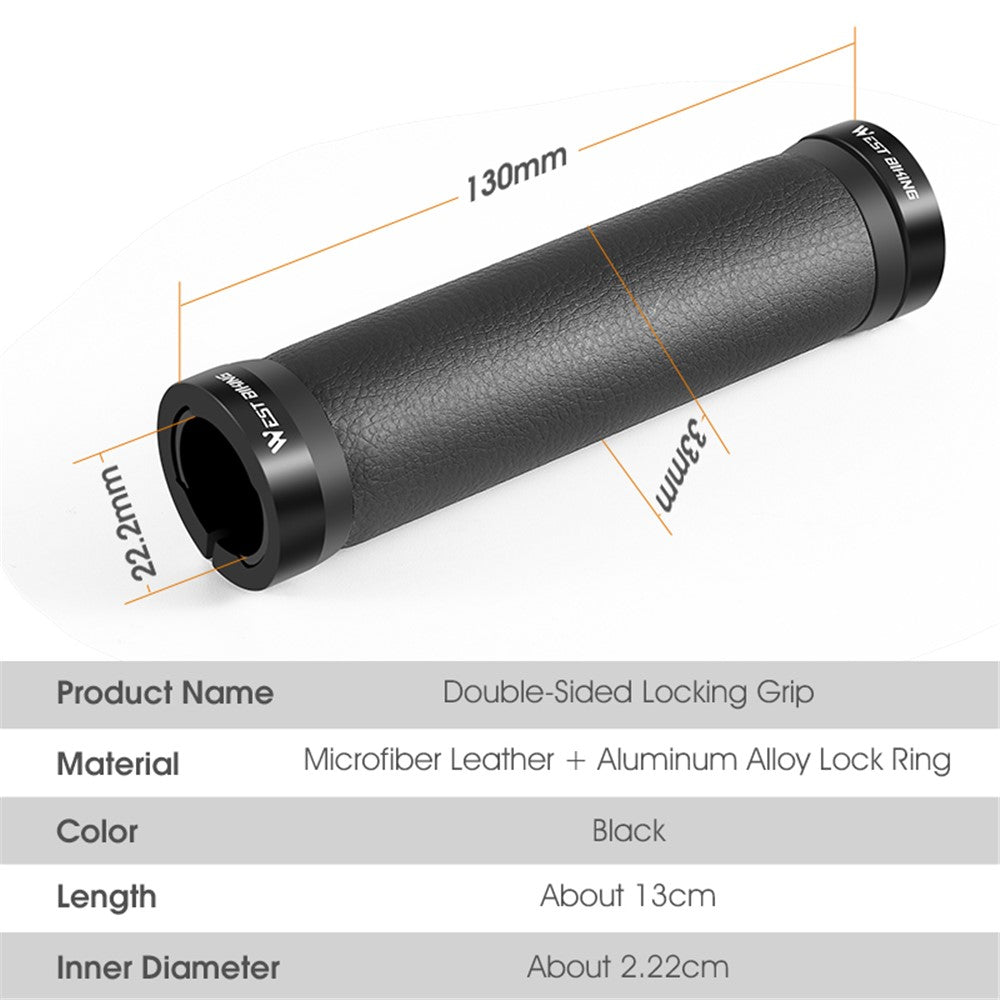 WEST BIKING YP0804065 One Pair Bike Handlebar Grip Cover Non-Slip Soft Leather Bicycle Handlebar Sleeve