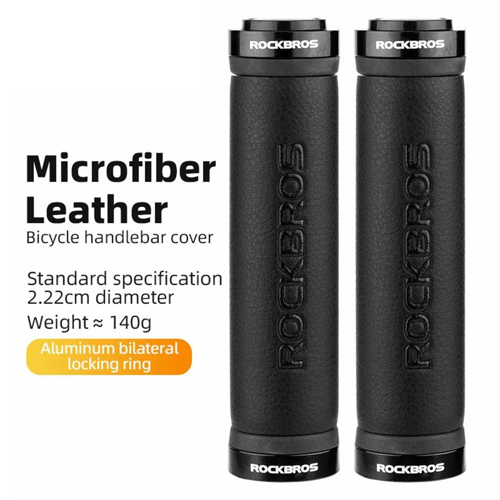 ROCKBROS 1 Pair Microfiber Leather Bicycle Handlebar Cover Anti-Skid Cycling Grips with End Cap