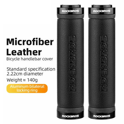 ROCKBROS 1 Pair Microfiber Leather Bicycle Handlebar Cover Anti-Skid Cycling Grips with End Cap