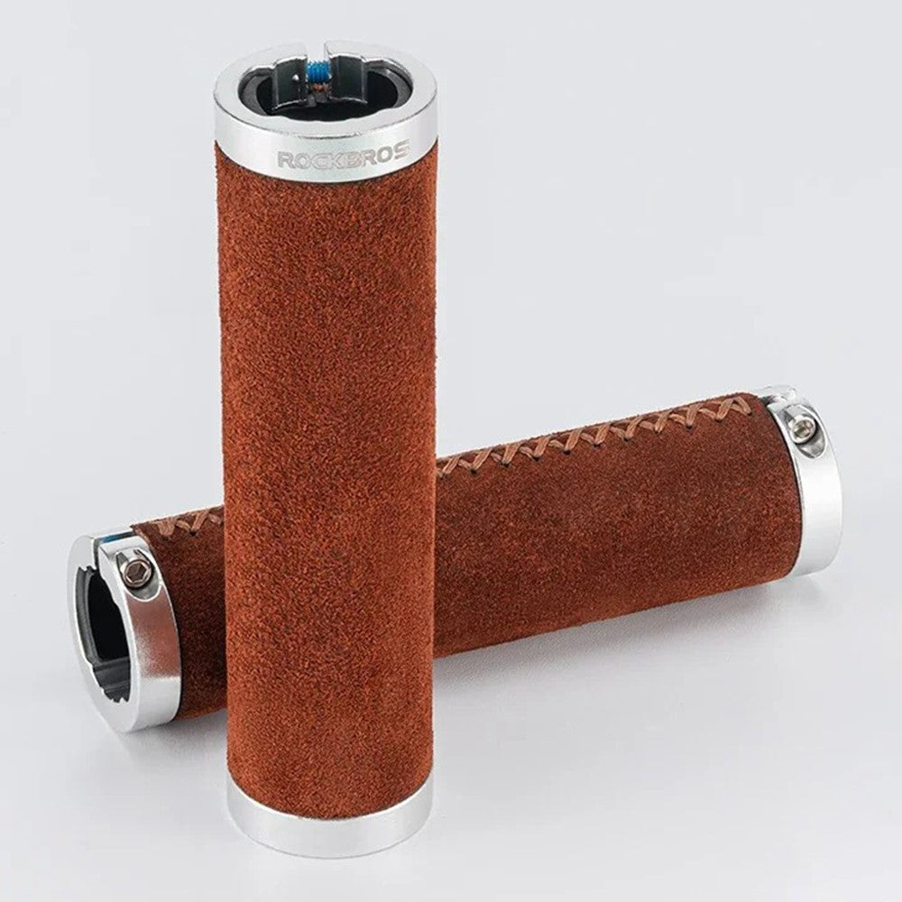 ROCKBROS 1 Pair Suede Genuine Leather Bicycle Handlebar Sleeve 2.2CM Handle Grip Cover