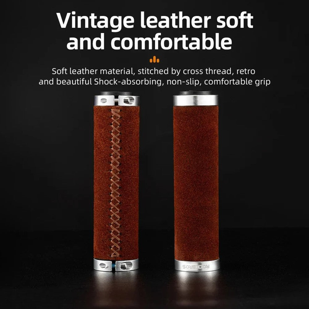 ROCKBROS 1 Pair Suede Genuine Leather Bicycle Handlebar Sleeve 2.2CM Handle Grip Cover