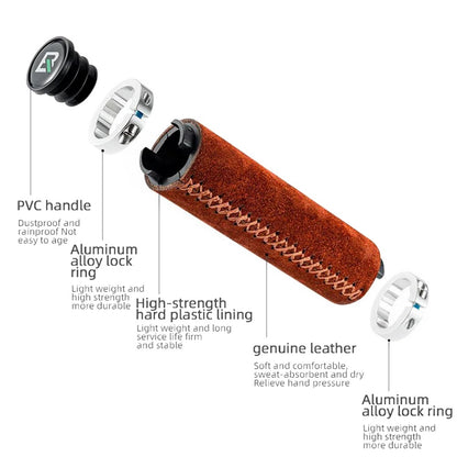 ROCKBROS 1 Pair Suede Genuine Leather Bicycle Handlebar Sleeve 2.2CM Handle Grip Cover